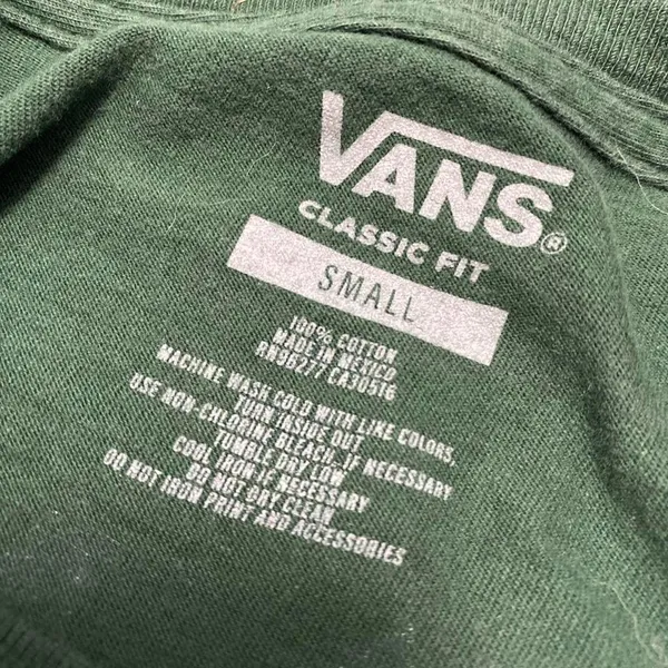 Vans Green Long Sleeve Floral Skulls Spell Out Graphic Shirt Classic Fit - Image 5