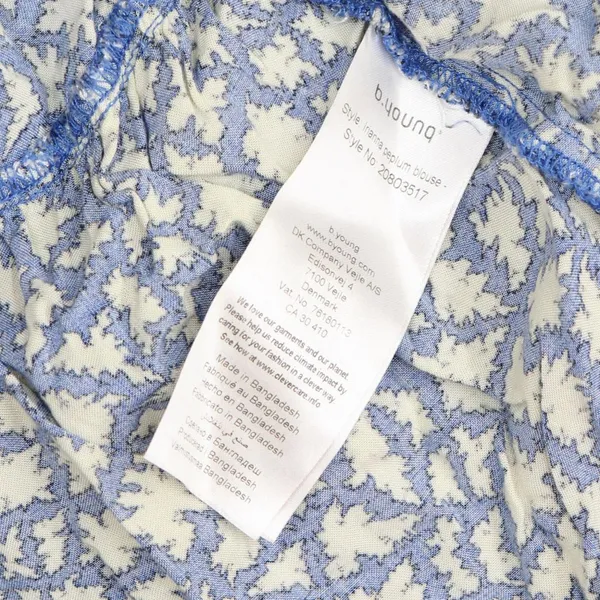 B. Young Womens Short Sleeve Unlined Woven Blouse Shirt Blue Multi 38 - Image 4