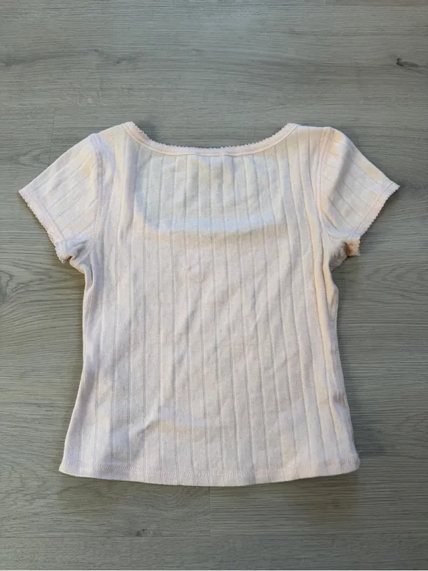 Free People Scoop Neck Ribbed Tee - Pale Pink - Image 4