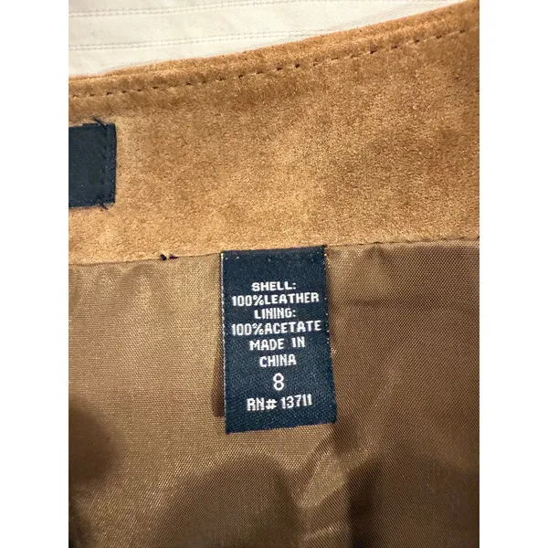 Ideology Vintage Skirt Womens 8 Brown Suede Leather Flare Hem Boho Classic - Image 7