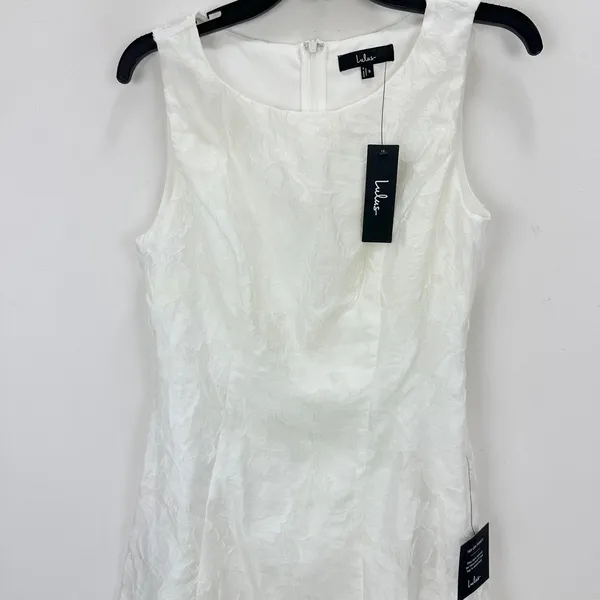 Lulus Exquisite Moments White Floral Jacquard Sleeveless Mini Dress Small NWT - Image 6