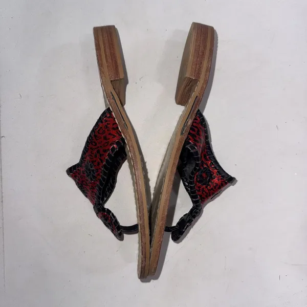 Jack Rogers Navajo Red Black Leopard Print Preppy Designer Hand Made‎ Sandals 7 - Image 13