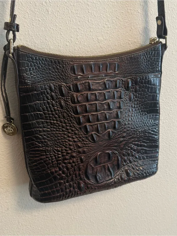 Brahmin Katie Crossbody Bag in Chocolate Melbourne Croc-Embossed Leather - Image 4