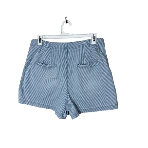 American Eagle Mom Shorts Size US 14 Striped Light Blue Pleated High Rise Casual - Image 4