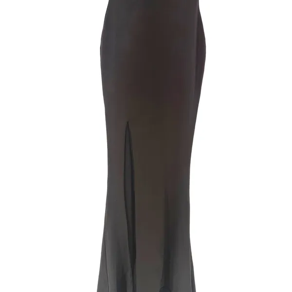 Nookie One Shoulder Gown Maxi Dress M Black High Slit Formal Prom Homecoming - Image 7