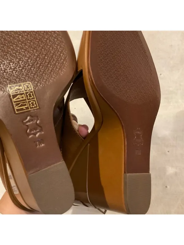 New without box Tory Burch brown wedge sandals Royal Crisscross Leather SZ7 - Image 5