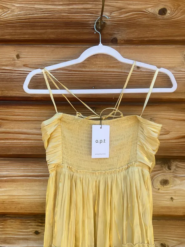 o.p.t. Few Moda Yellow XS East Tiered Midi Dress - Image 8