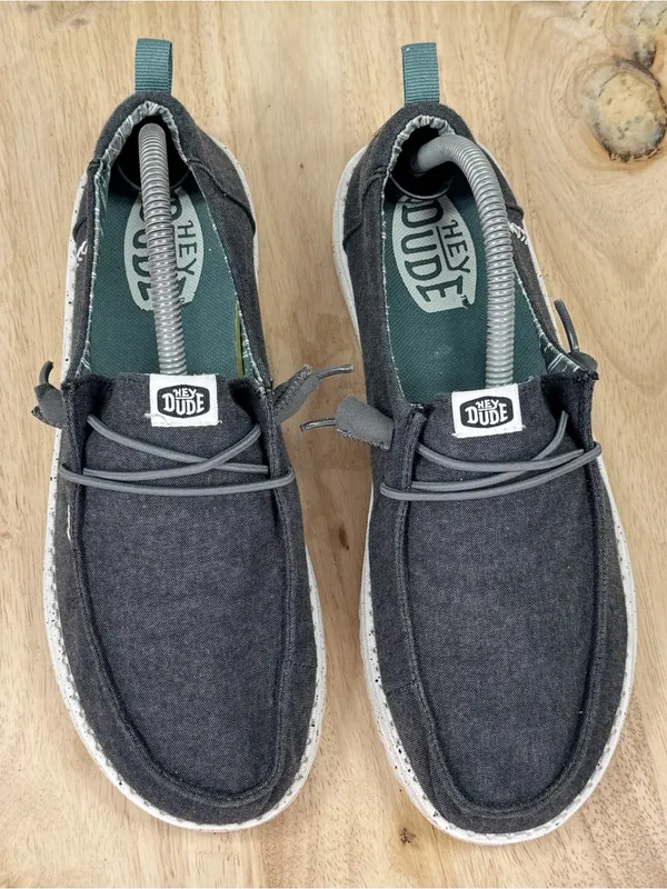 Hey Dude Wendy Canvas Chambray Slip On Loafer Denim Black Women Size 9 - Image 4