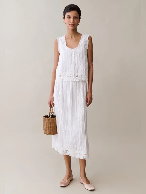 NWT Sorella Vanya Cotton Top size XS white lace tank - Image 2