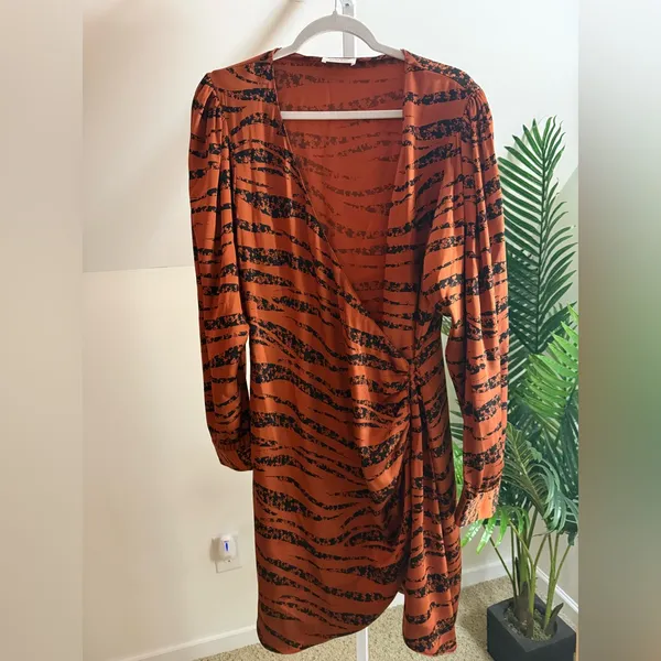 Anine Bing Penelope 100% Silk Mini‎ Dress Zebra L - Image 3