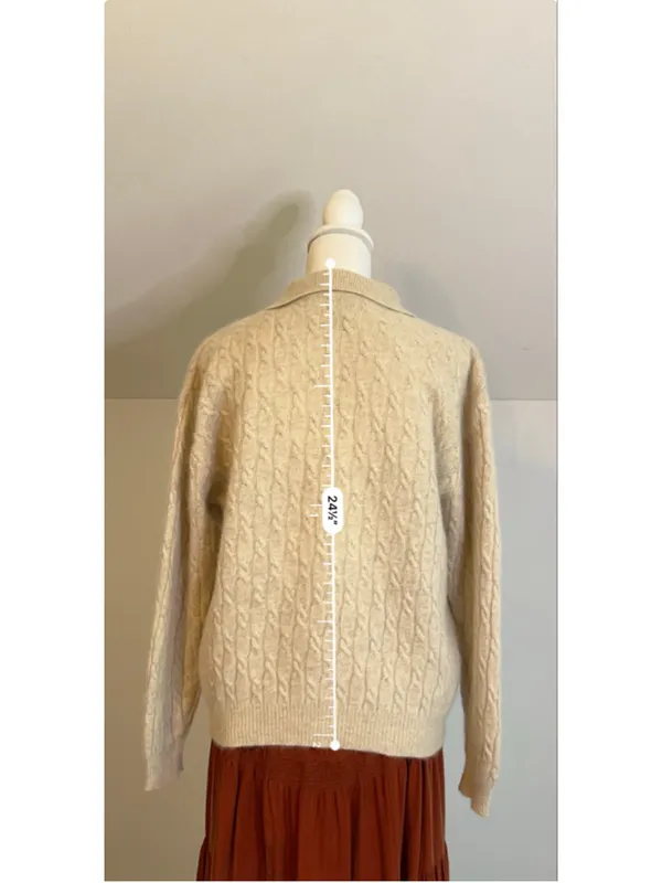 Charter Club Cable Knit Polo Sweater Beige Size M - Image 6