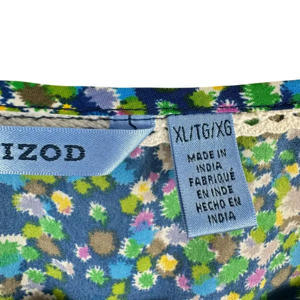 IZOD Colorful Floral Sleeveless Crochet Detail 1/2 Button Pullover‎ Blouse Sz XL - Image 5