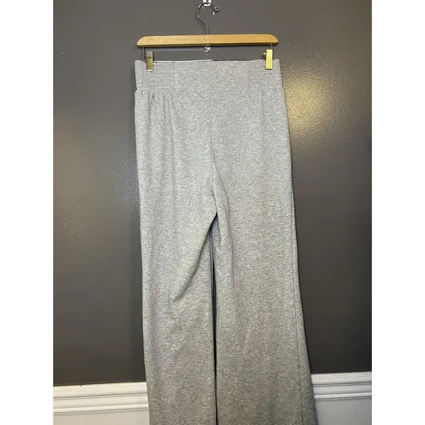 HG Pants Womens Medium Gray Knit Wide Leg Lounge Sweatpants Elastic Waist Casual - Image 4
