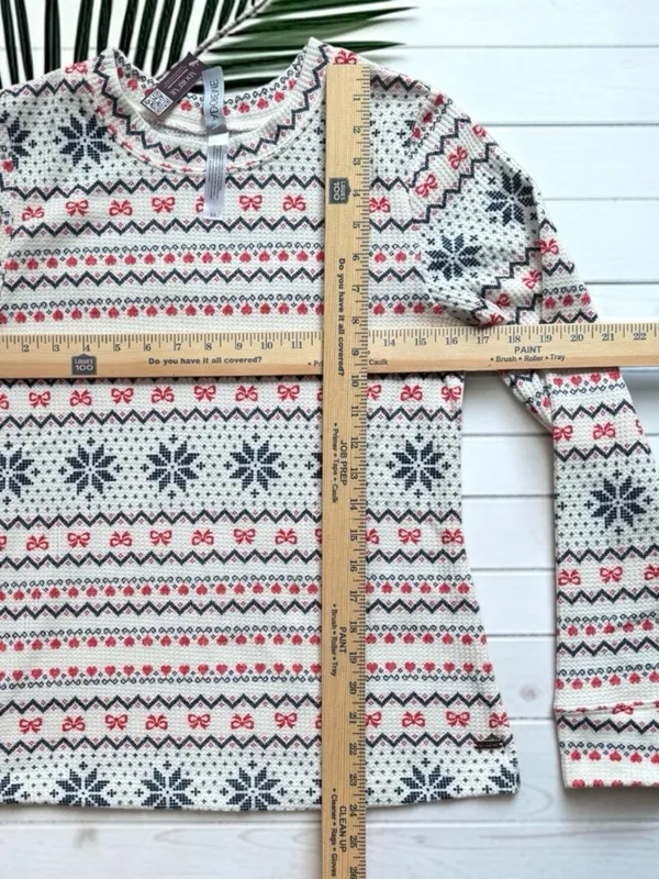 Adore Me Fair Isle Thermal Pajama Set Medium NWT/NWOT Holiday Waffle Knit - Image 4