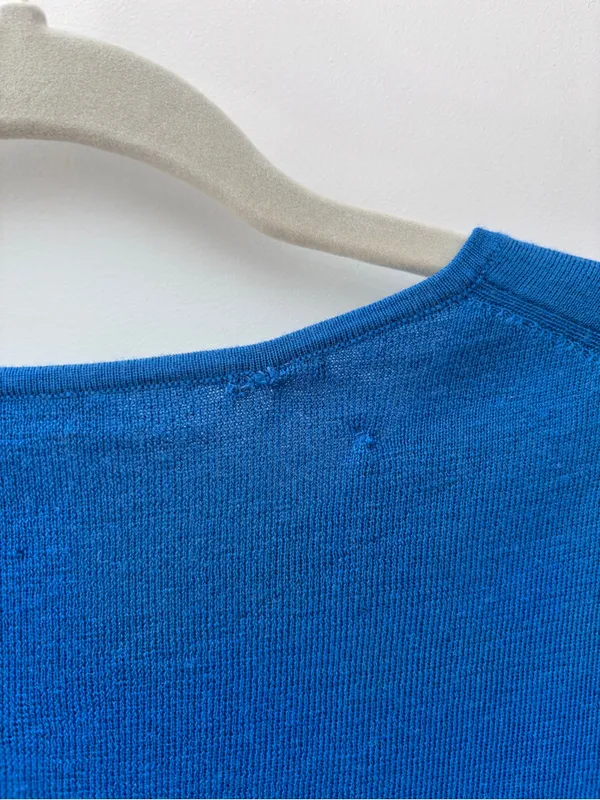 Eileen Fisher Superfine Merino Wool Womens M Blue Sleeveless Knit Tank Sweater - Image 6
