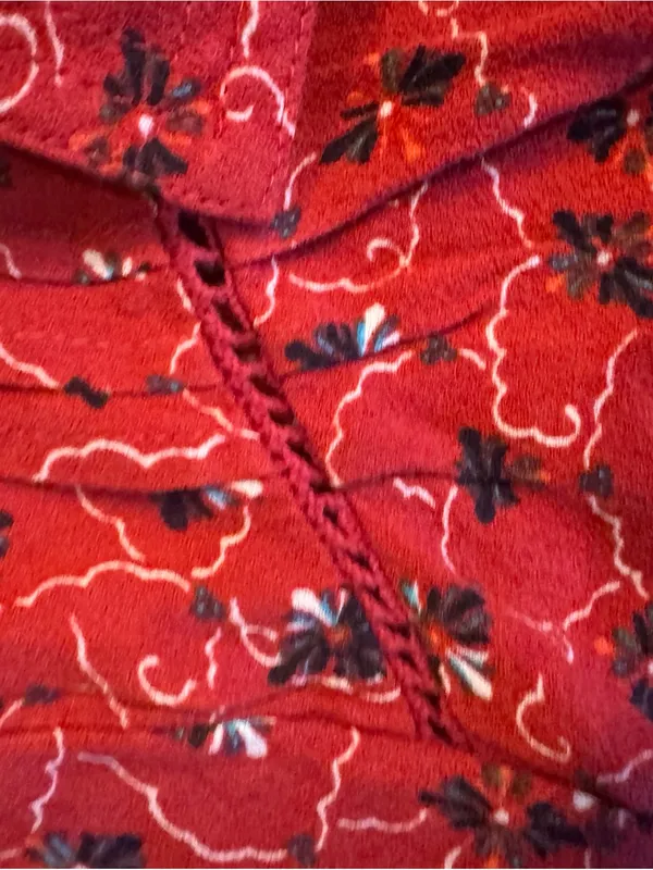 Free People Debby Dot Romper Red Floral Short Sleeve Button Front - Size M EUC - Image 6