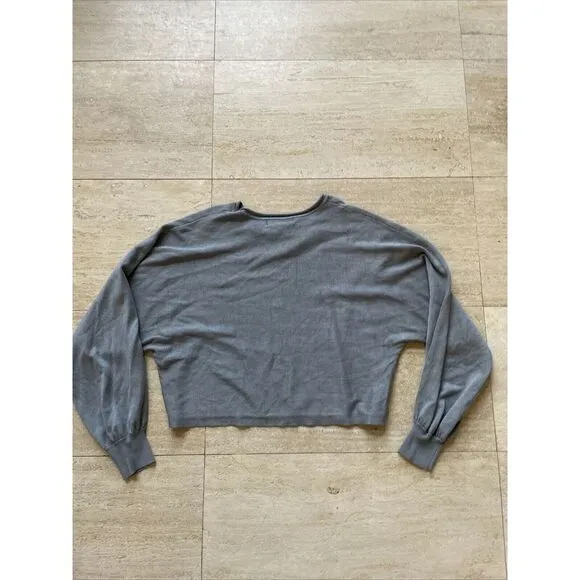 TECREW Mid Drift Cropped Pullover Knit Sweatshirt Gray Size L‎ Batwing - Image 5