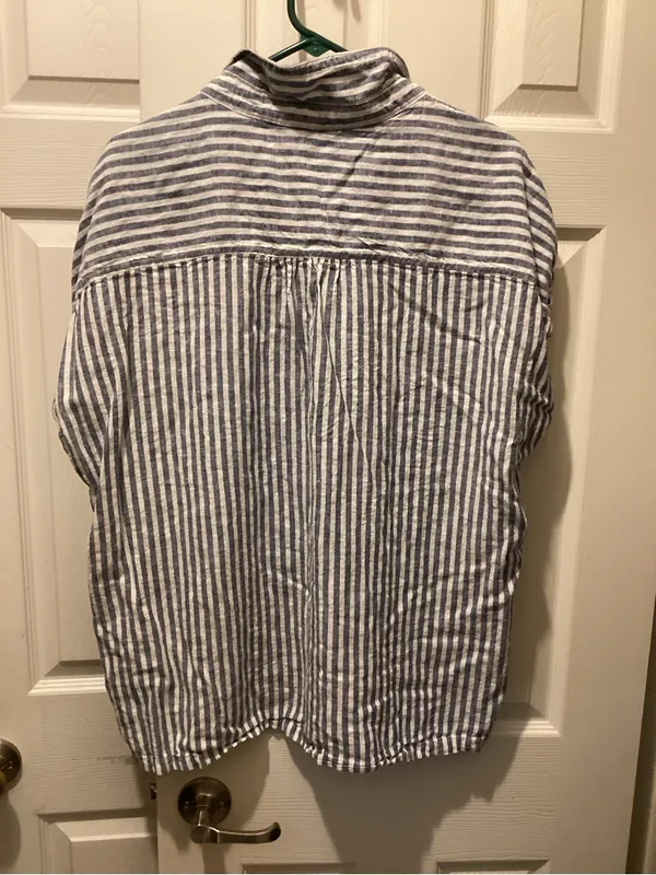 Orvis Blue and White Striped Casual Button-Down Shirt - Image 3