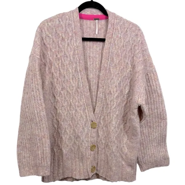 Free People Molly Cable Cardi Oversized‎ Knit Cardigan XS - Image 2