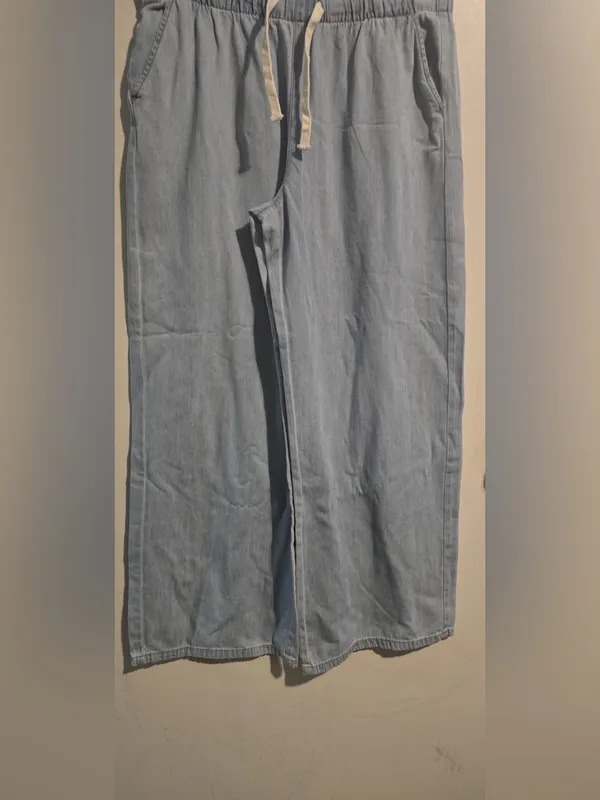 stradivarius Light Blue Wide-Leg Drawstring Jeans - Image 3