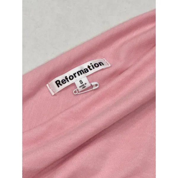 Reformation Francisco One Shoulder Top Small Pink Ruched Asymmetrical Minimalist - Image 3
