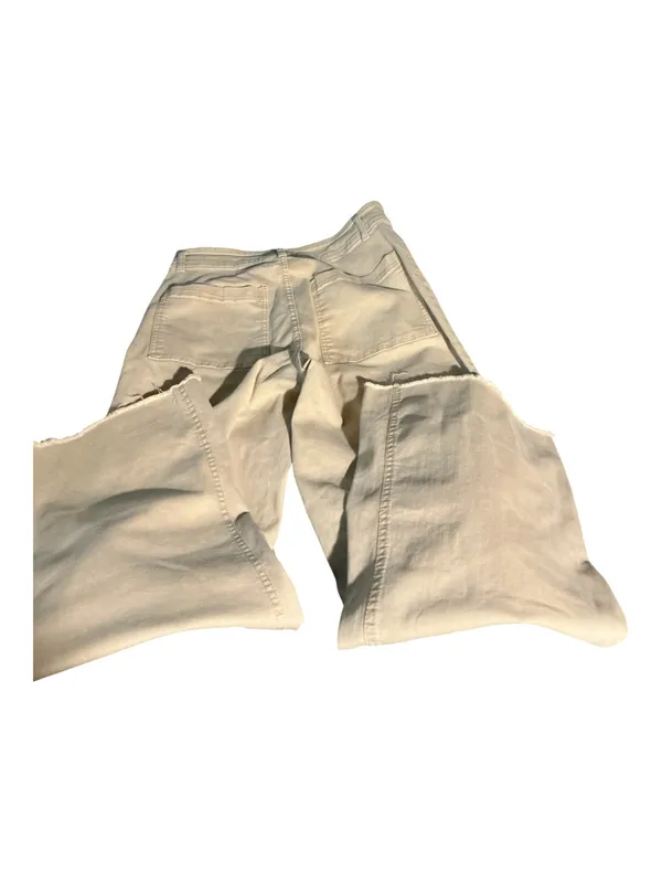 OAT New York Wide Leg Raw Hem Jeans Cream Off-White Tan Size 8/29 - Image 2