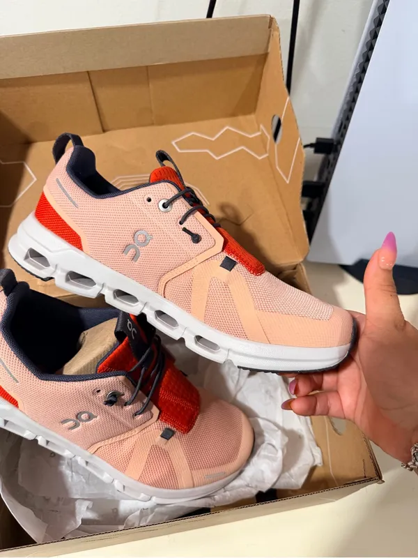On Pink and Red Lightweight Athletic Sneakers - Image 6