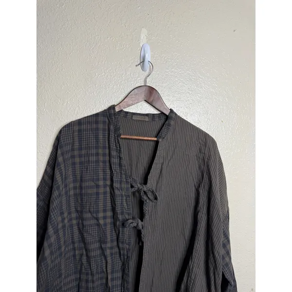 CP Shades x Free People Mixed Plaid Pinstripe Cotton Tie Front Jacket size S - Image 6
