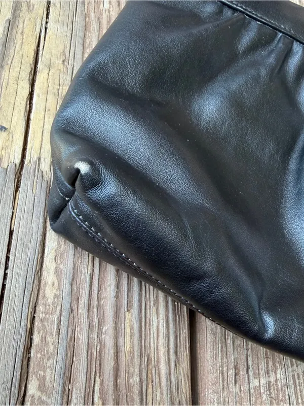 Vintage Etienne Aigner Black Leather Clutch Shoulder Bag Detachable Strap Purse - Image 2