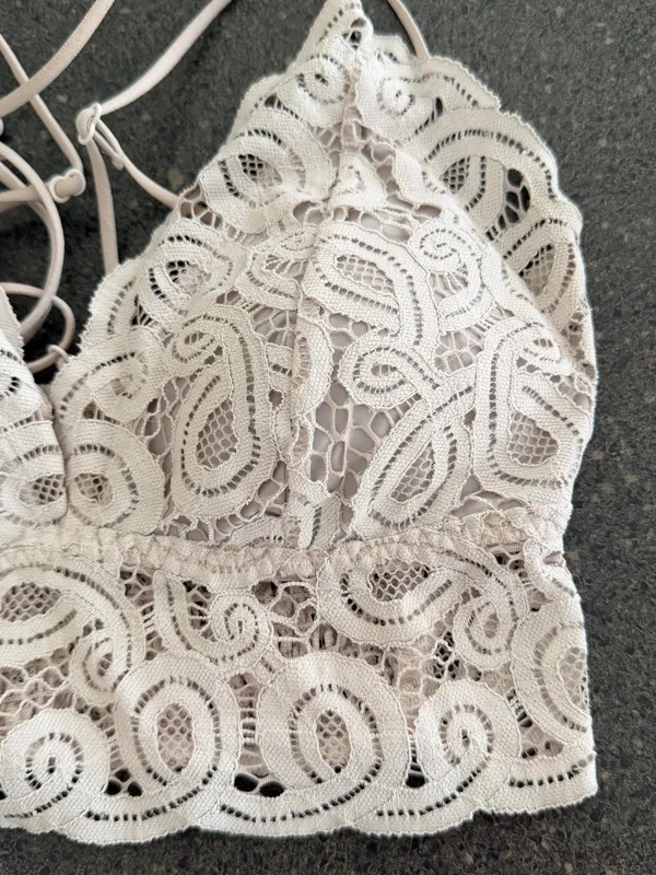 PINK Victoria's Secret Lace Crisscross Bralette - Cream size M - Image 5