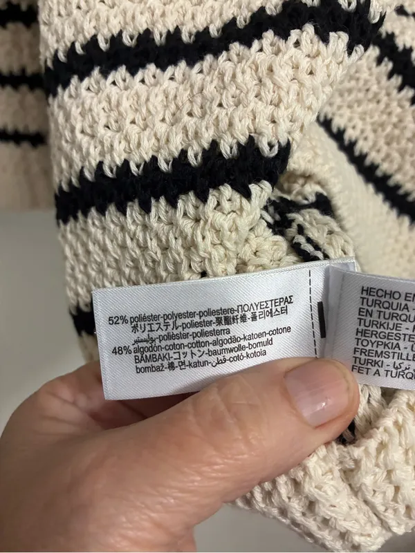 Zara Cream & Black Striped Crochet Cardigan NWT XL - Image 5