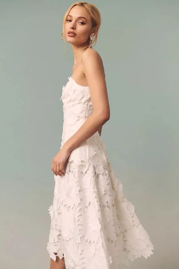 BHLDN White Cutwork Twofer Midi Dress - Image 4