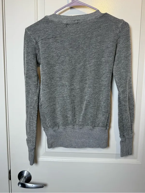 Monrow Gray Crewneck Sweater with Chest Cutout - Image 4