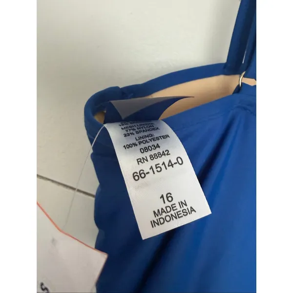 Swimsuits for All Women’s 16 Royal Blue Mesh One Piece Swim New - Image 6