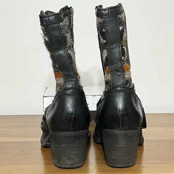 Born Panarea Southwestern Wool Black Leather‎ Zip-Up Chunky Heel Boots Womens 9 - Image 6