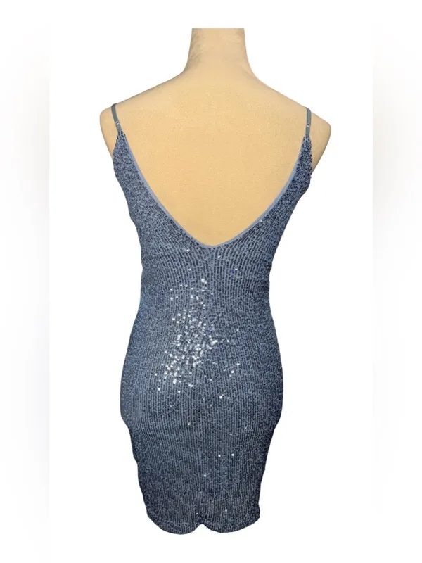 Emerald Sundae Blue Sequin Mini Dress Sz S - Image 4