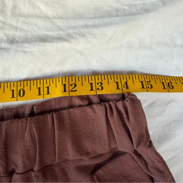 Women's Brown Linen Style Pull On Pants Size M #260323 - Image 3
