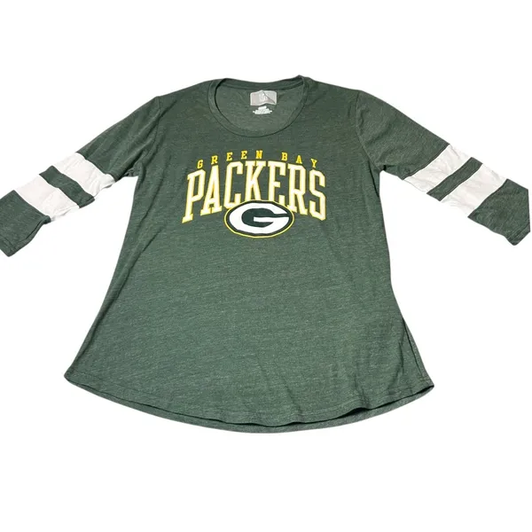 NEW Womens Green Bay Packers NFL Football Green 3/4 Sleeve T-Shirt‎ Top Small - Image 2