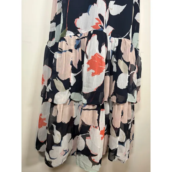 Banana Republic Maxi Dress Navy Blue Floral Tiered Ruffle Wedding Guest NWT 2P - Image 4