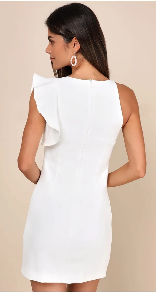 White One-Shoulder Lulus mini Dress - Image 3