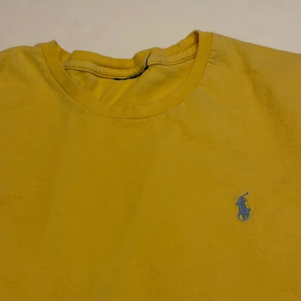 Polo Ralph Lauren T-Shirt Women Large Yellow Blue Pony Crew Neck Short Sleeve - Image 2