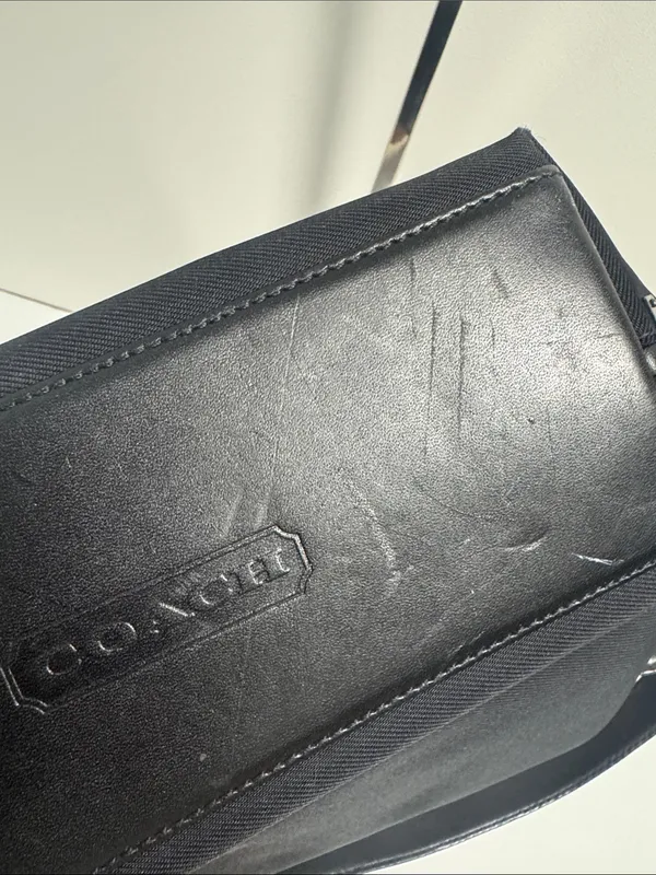 Coach Vintage Mercer Shoulder Bag Black Twill Body with Leather Accents - Image 12