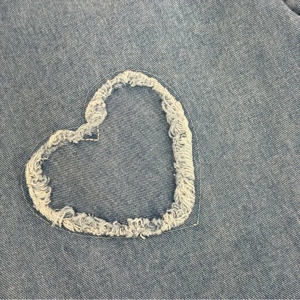 Q&J Jeans Patchwork Hearts Wide Leg High Rise‎ Jeans Large Boho Streetwear - Image 5