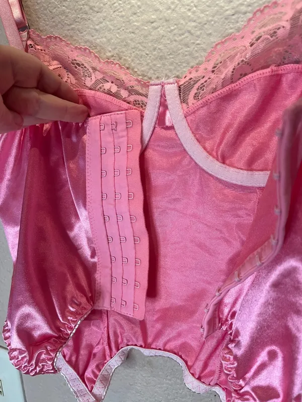 Pink Satin Corset Top Size Small - Image 7