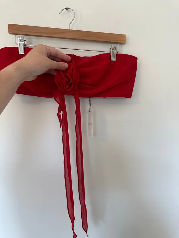 Bardot Akasha Crop Top in Deep Red - Image 6