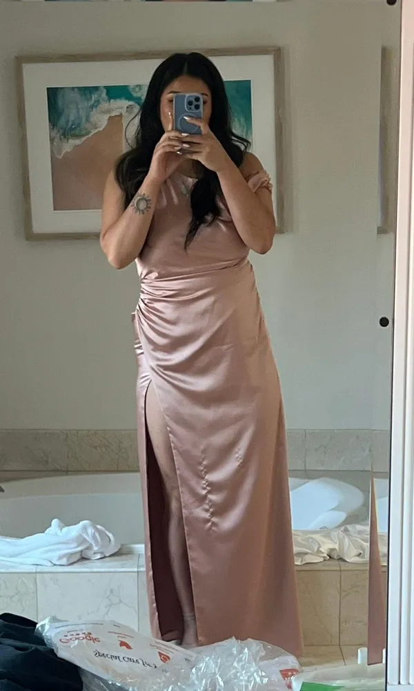 Show Me Your Mumu Rose Gold Satin Dress - Image 3