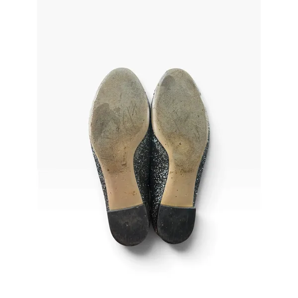 Miu Miu Silver Glitter Studded Toe Cap Smoking Slipper Loafers EU 37 US 7 5S8518 - Image 6