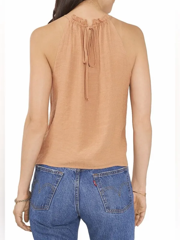 1.State Women's Ruffle Trim Halter Top B4HP $59 NWT Orange Size M - Image 2