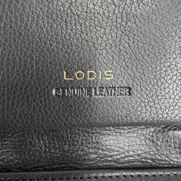 Lodis Ellie Single Zip Wristlet Black Pebbled Leather RFID Gold Hardware Wallet - Image 9