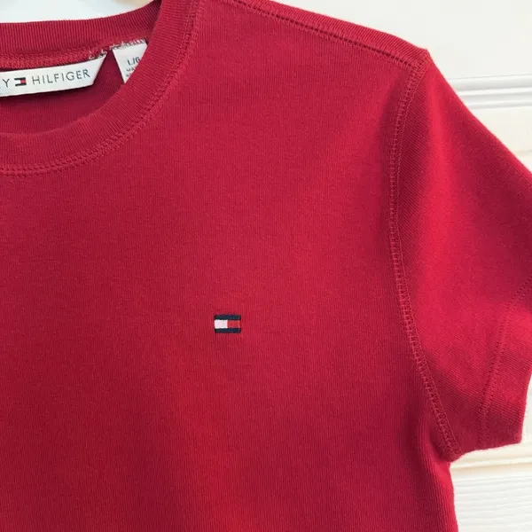 Tommy Hilfiger Sz LG Women's Y2K Tee 90s '05 Red Preppy Academia‎ Collegiate EUC - Image 2
